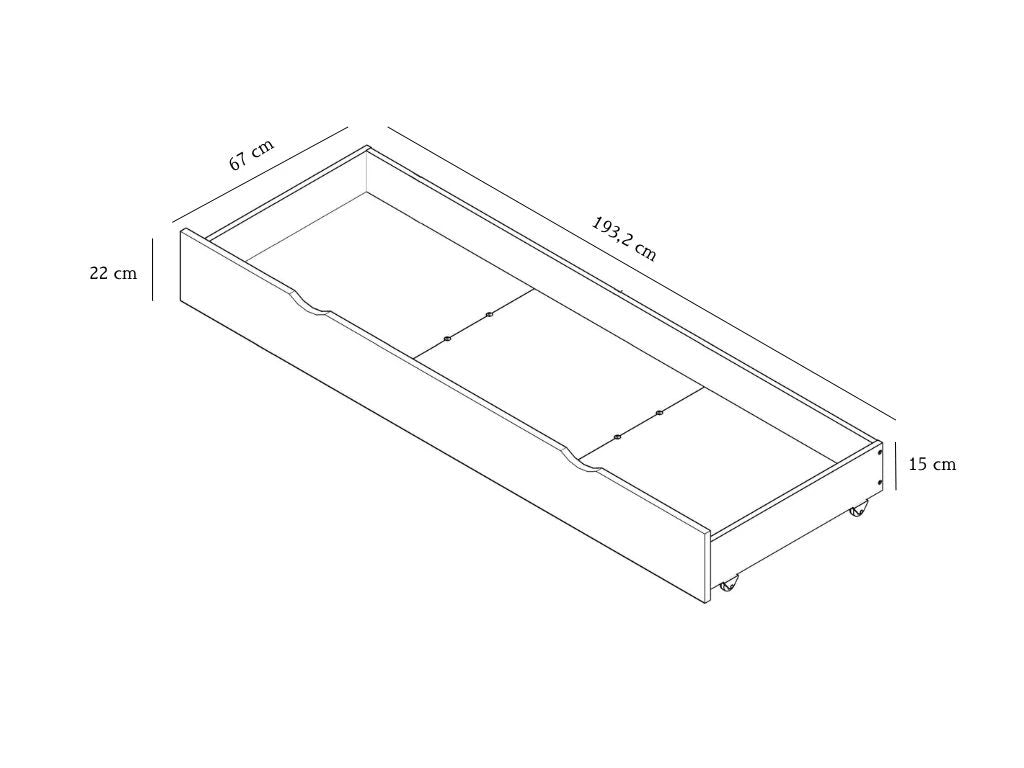 Houten stapelbed Thea met tredenrek, 90 x 200 cm