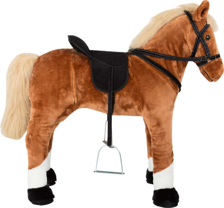Staand paard met geluid, bruin