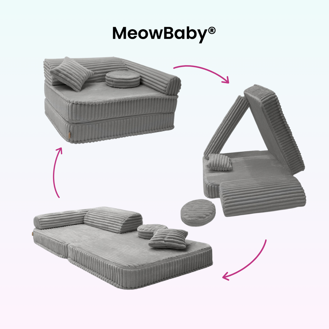 Kindersessel 3-in-1 Churros - Faltbare Kindercouch & Spielmatratze - Plüschcord Edition