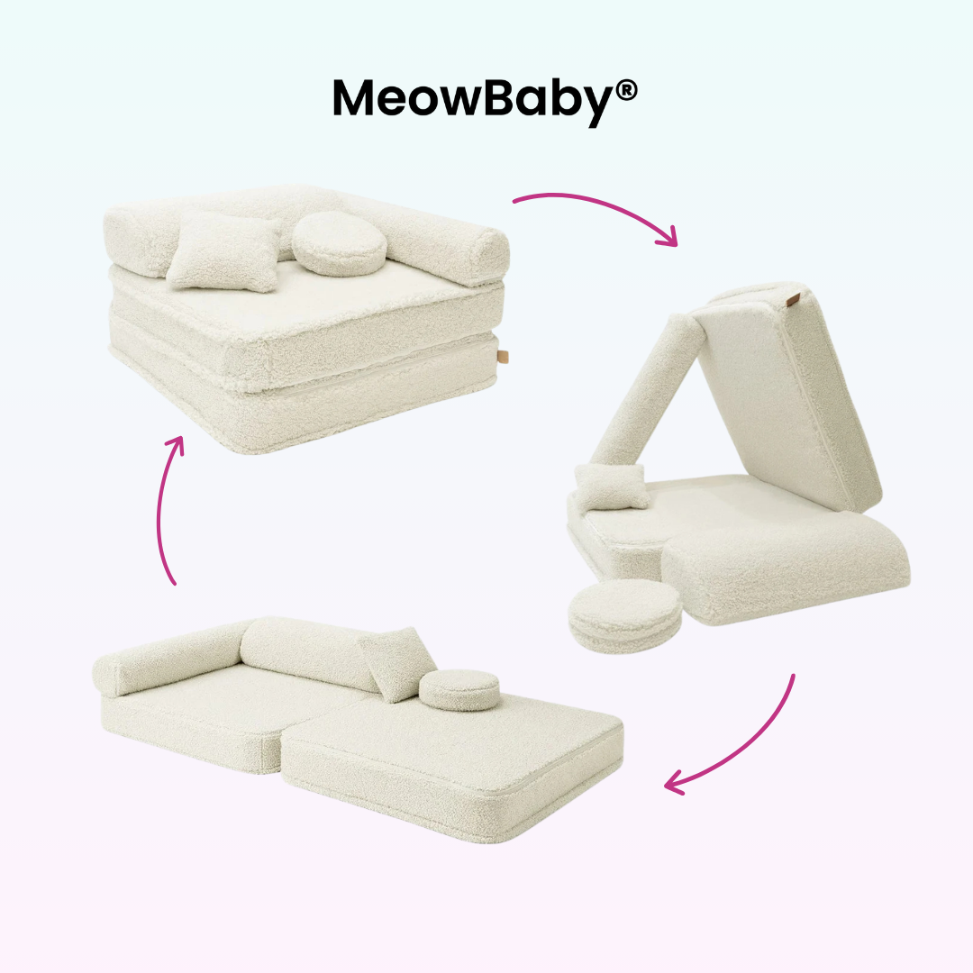 Kindersessel 3-in-1 Bearly - Faltbare Kindercouch & Spielmatratze - Soft Teddy Edition