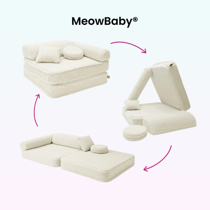 Kindersessel 3-in-1 Bearly - Faltbare Kindercouch & Spielmatratze - Soft Teddy Edition