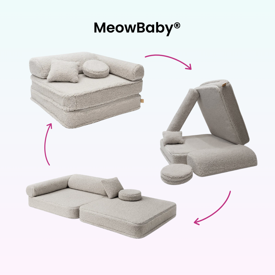 Kindersessel 3-in-1 Bearly - Faltbare Kindercouch & Spielmatratze - Soft Teddy Edition