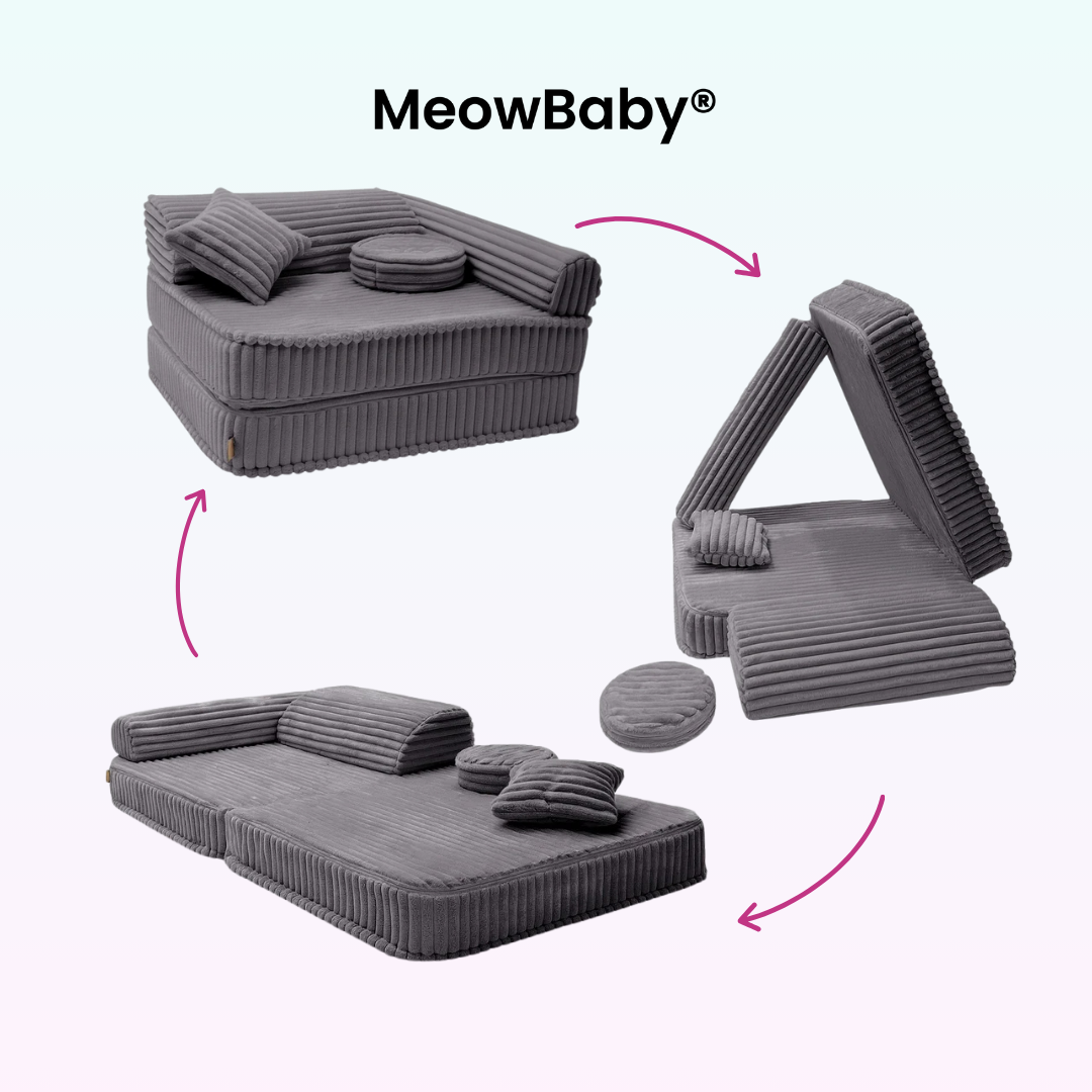 Kindersessel 3-in-1 Churros - Faltbare Kindercouch & Spielmatratze - Plüschcord Edition