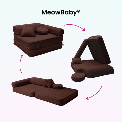 Kindersessel 3-in-1 Bearly - Faltbare Kindercouch & Spielmatratze - Soft Teddy Edition
