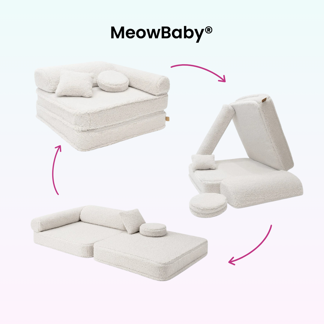 Kindersessel 3-in-1 Bearly - Faltbare Kindercouch & Spielmatratze - Soft Teddy Edition