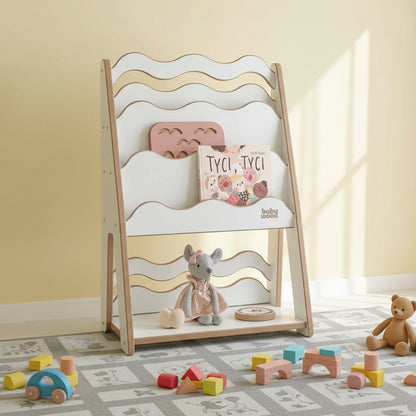 Bücher- und Spielzeugregal "WAVE" aus Holz, versch. Größen, ideal für Kinder zum Spielen und Lesen.