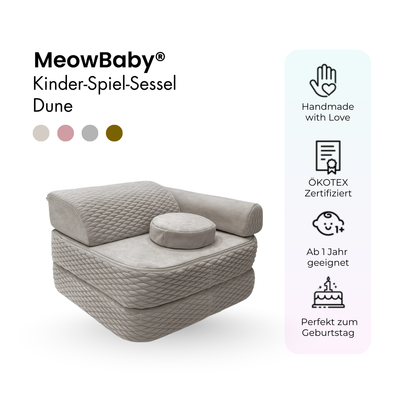 Kindersessel 3-in-1 Dune - Faltbare Kindercouch & Spielmatratze