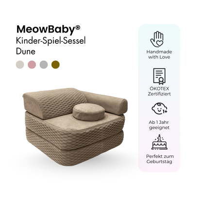 Kindersessel 3-in-1 Dune - Faltbare Kindercouch & Spielmatratze
