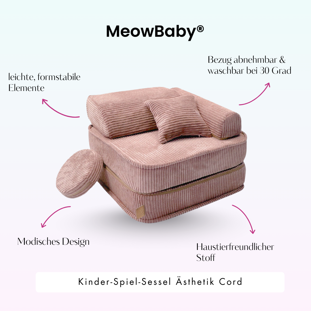 Kindersessel 3-in-1 Ästhetik Cord - Faltbare Kindercouch & Spielmatratze - Classic Cord Edition