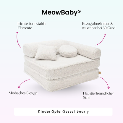 Kindersessel 3-in-1 Bearly - Faltbare Kindercouch & Spielmatratze - Soft Teddy Edition