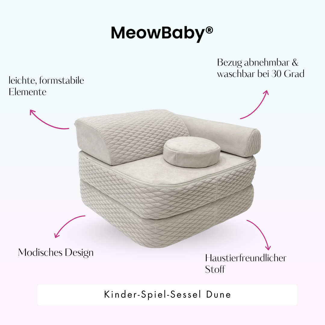 Kindersessel 3-in-1 Dune - Faltbare Kindercouch & Spielmatratze