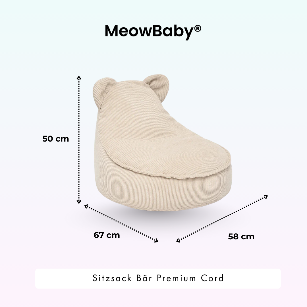Kindersessel Bären-Sitzsack Cord Premium - Slim Cord Edition
