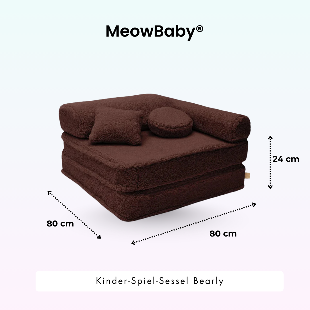 Kindersessel 3-in-1 Bearly - Faltbare Kindercouch & Spielmatratze - Soft Teddy Edition