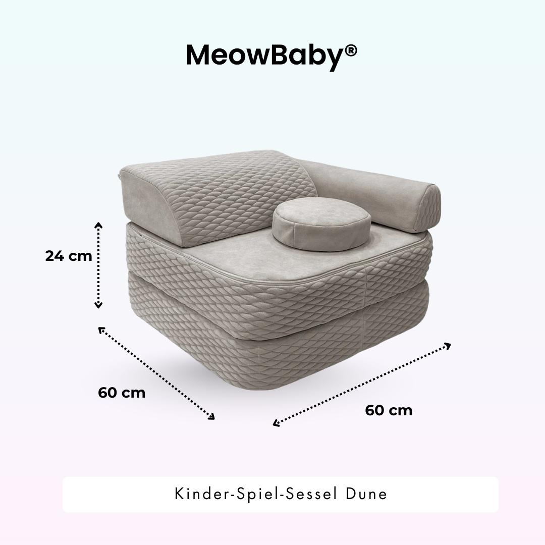 Kindersessel 3-in-1 Dune - Faltbare Kindercouch & Spielmatratze