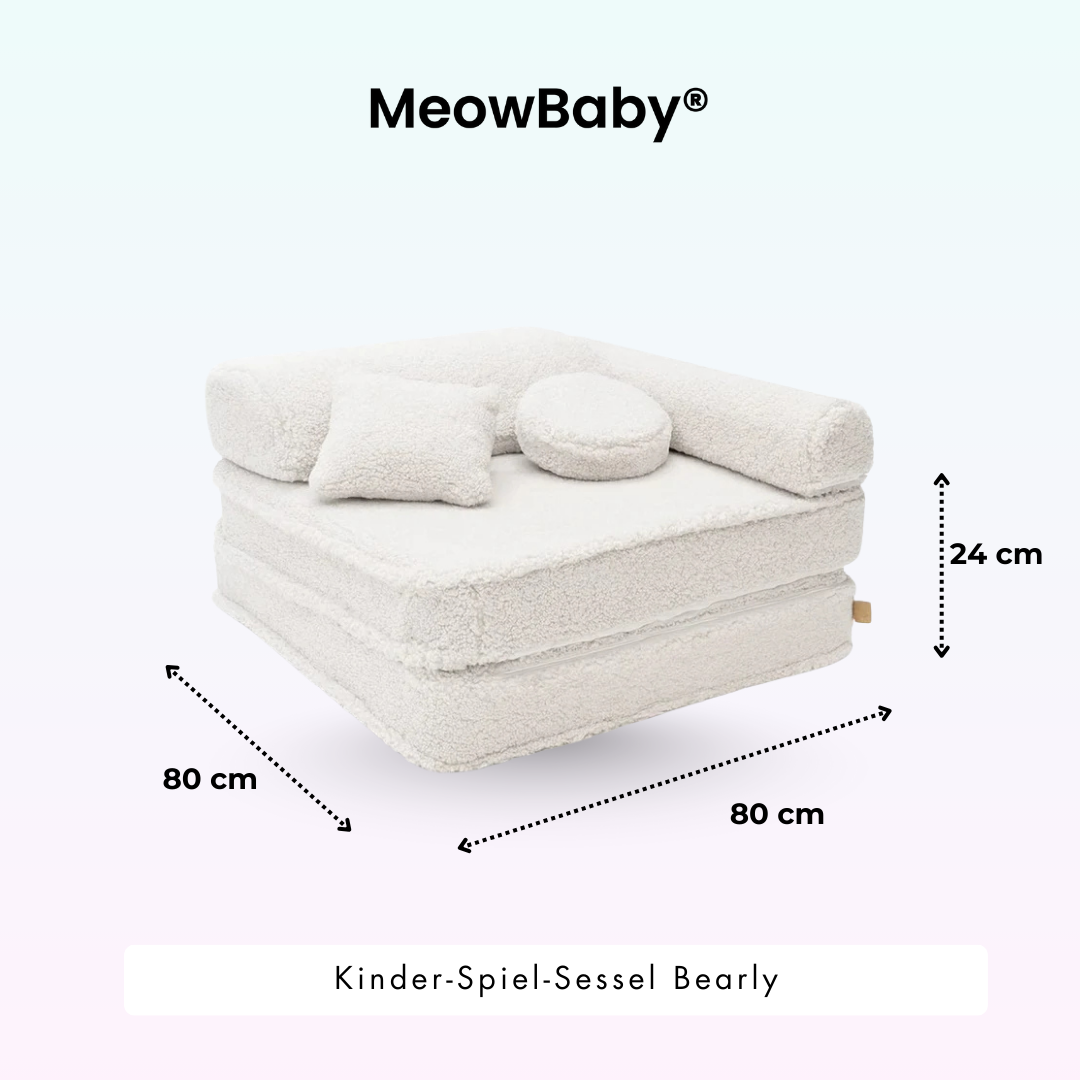 Kindersessel 3-in-1 Bearly - Faltbare Kindercouch & Spielmatratze - Soft Teddy Edition