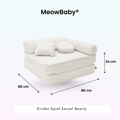 Kindersessel 3-in-1 Bearly - Faltbare Kindercouch & Spielmatratze - Soft Teddy Edition