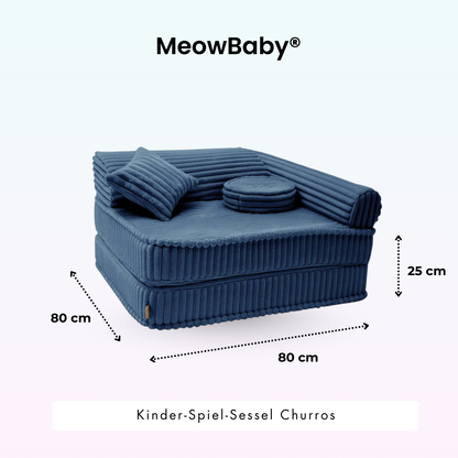 Kindersessel 3-in-1 Churros - Faltbare Kindercouch & Spielmatratze - Plüschcord Edition