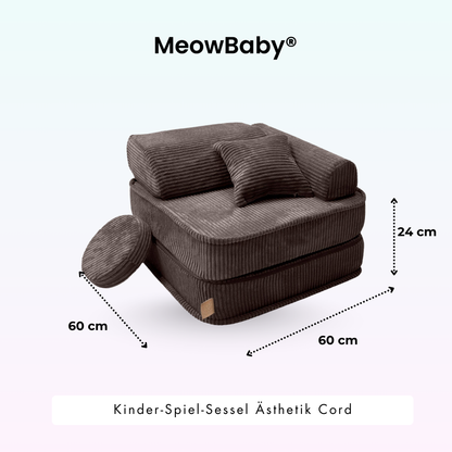 Kindersessel 3-in-1 Ästhetik Cord - Faltbare Kindercouch & Spielmatratze - Classic Cord Edition