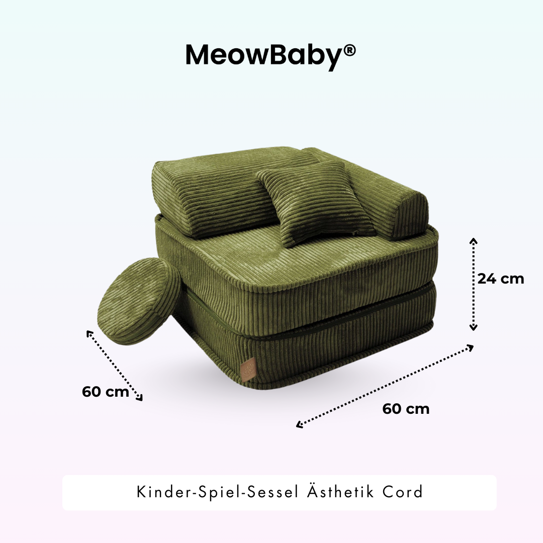 Kindersessel 3-in-1 Ästhetik Cord - Faltbare Kindercouch & Spielmatratze - Classic Cord Edition