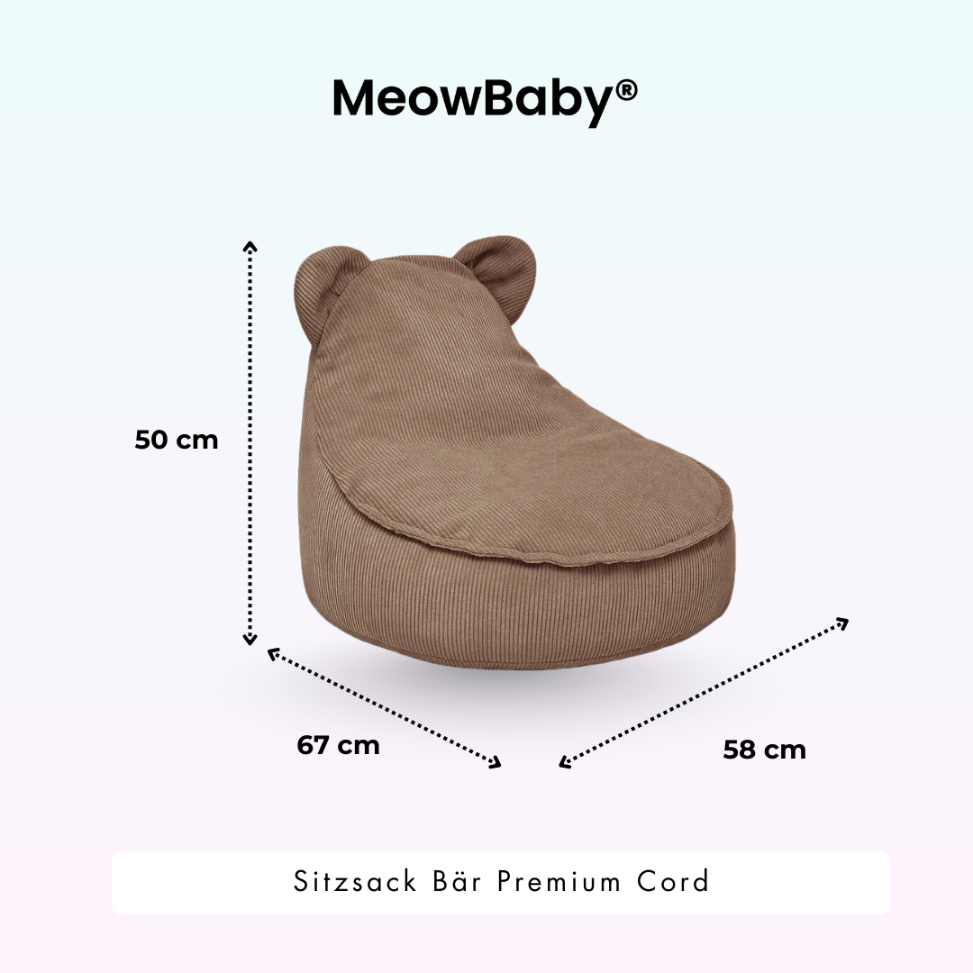 Kindersessel Bären-Sitzsack Cord Premium - Slim Cord Edition
