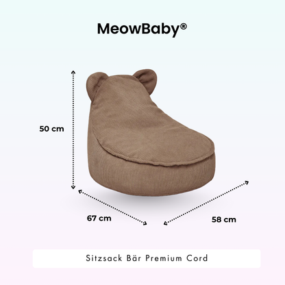 Kindersessel Bären-Sitzsack Cord Premium - Slim Cord Edition