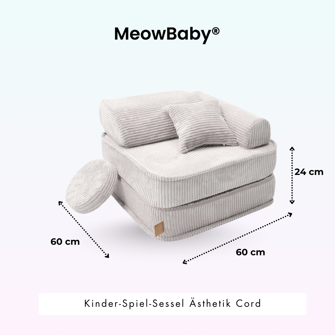 Kindersessel 3-in-1 Ästhetik Cord - Faltbare Kindercouch & Spielmatratze - Classic Cord Edition