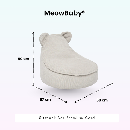 Kindersessel Bären-Sitzsack Cord Premium - Slim Cord Edition