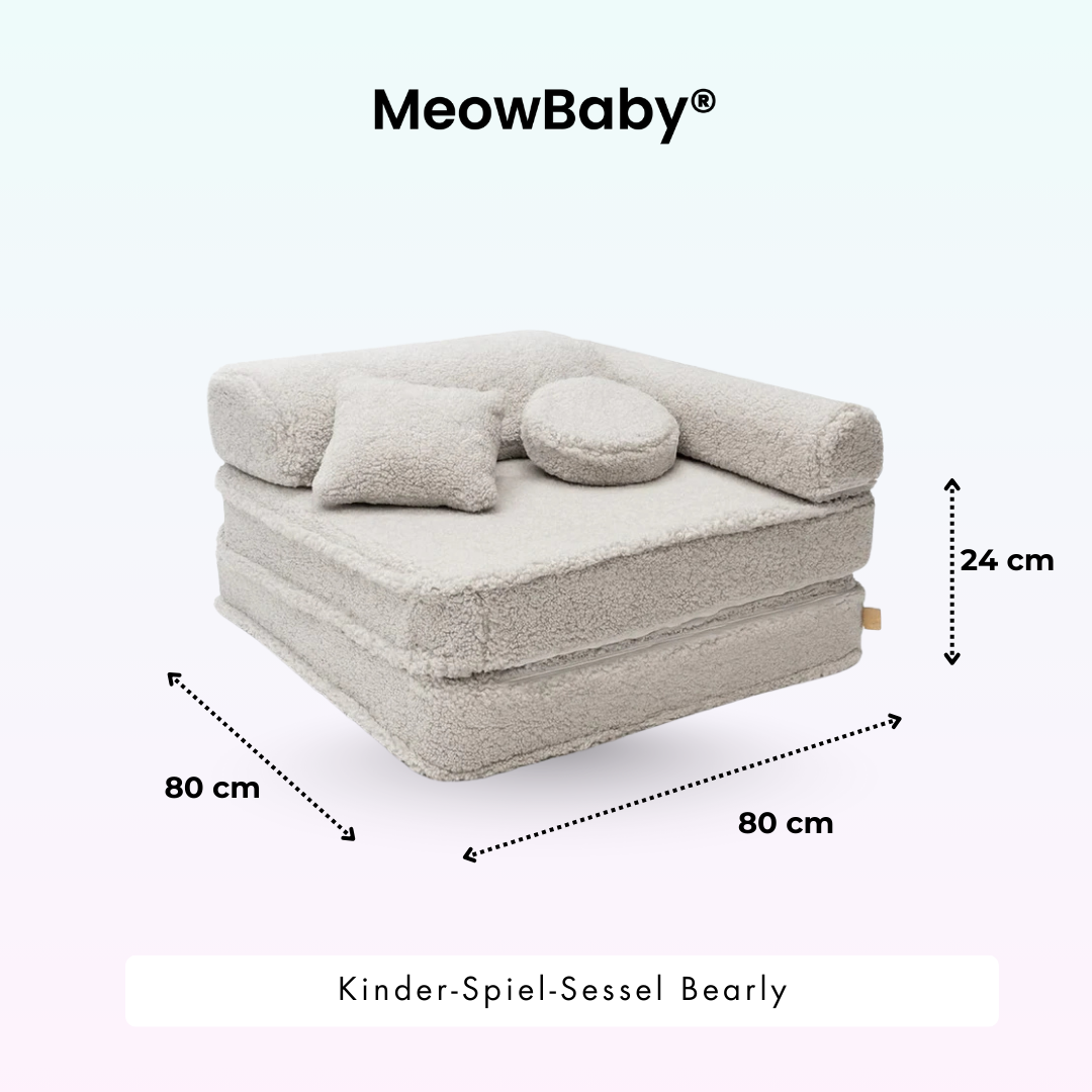Kindersessel 3-in-1 Bearly - Faltbare Kindercouch & Spielmatratze - Soft Teddy Edition