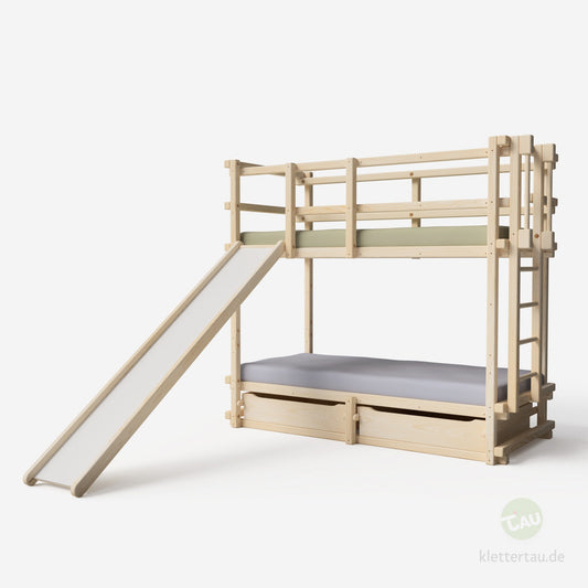 Houten stapelbed met glijbaan