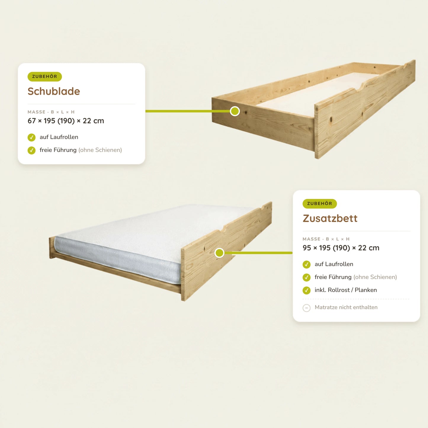 Wooden Bunk Bed HANNES for 3 People with Step Shelf, 90x200 cm & 140x200 cm, various colors