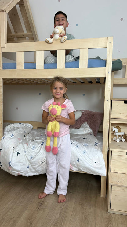 Houten stapelbed HOLIDAY met kort dak, 90x200 cm, diverse kleuren