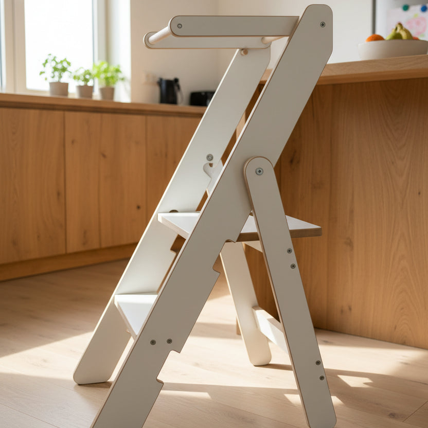 Faltbarer Küchenhefer, versch. Farben, extradünn - praktischer Lernturm für Kinder.