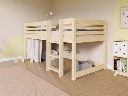 Hochbett LOFT für Kinder 90 x 200 cm mit Leiter, perfekt für träumen und spielen in luftiger Höhe.