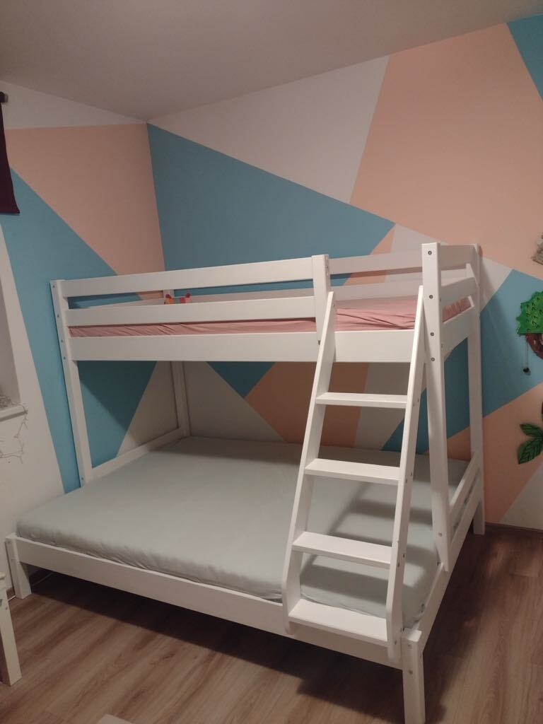 Houten stapelbed HANNES voor 3 personen, 80x200 cm & 120x200 cm, versch. kleuren