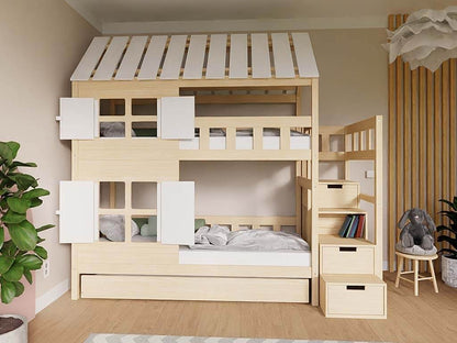 Holz Etagenbett HOLIDAY 90x200 cm - Kinderzimmer mit Abenteuer und Gemütlichkeit.