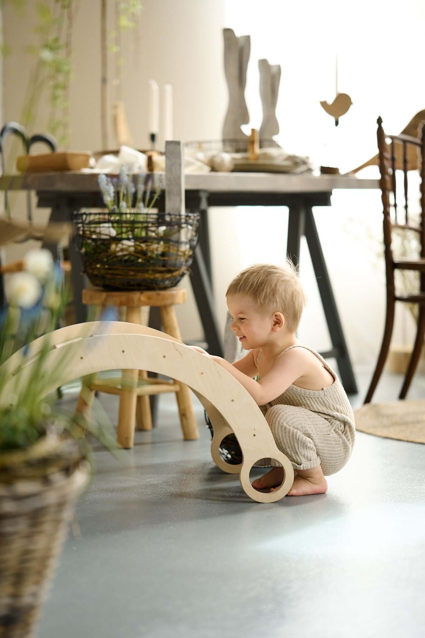 Houten wip voor kinderen, verschillende maten en kleuren