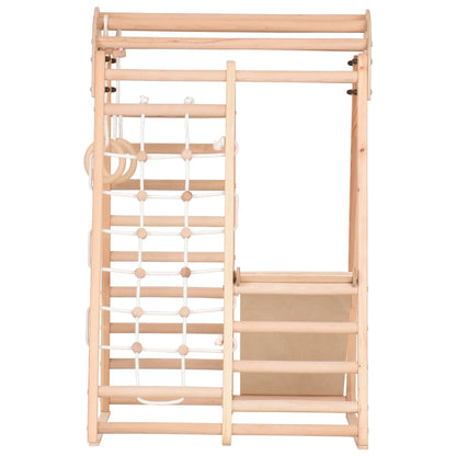 Binnenspeeltuin van hout - klimnet, Zweedse ladder, ringen, glijbaan