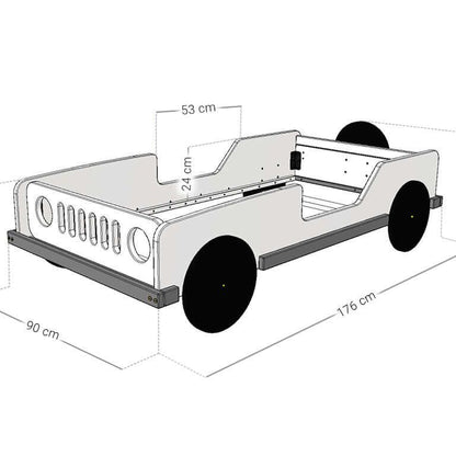 Houten kinderbed JEEP, diverse kleuren
