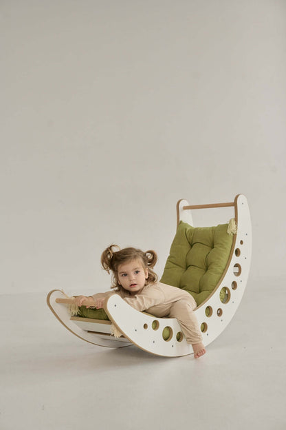 Houten schommelstoel "Moon" voor kinderen, verschillende maten en kleuren