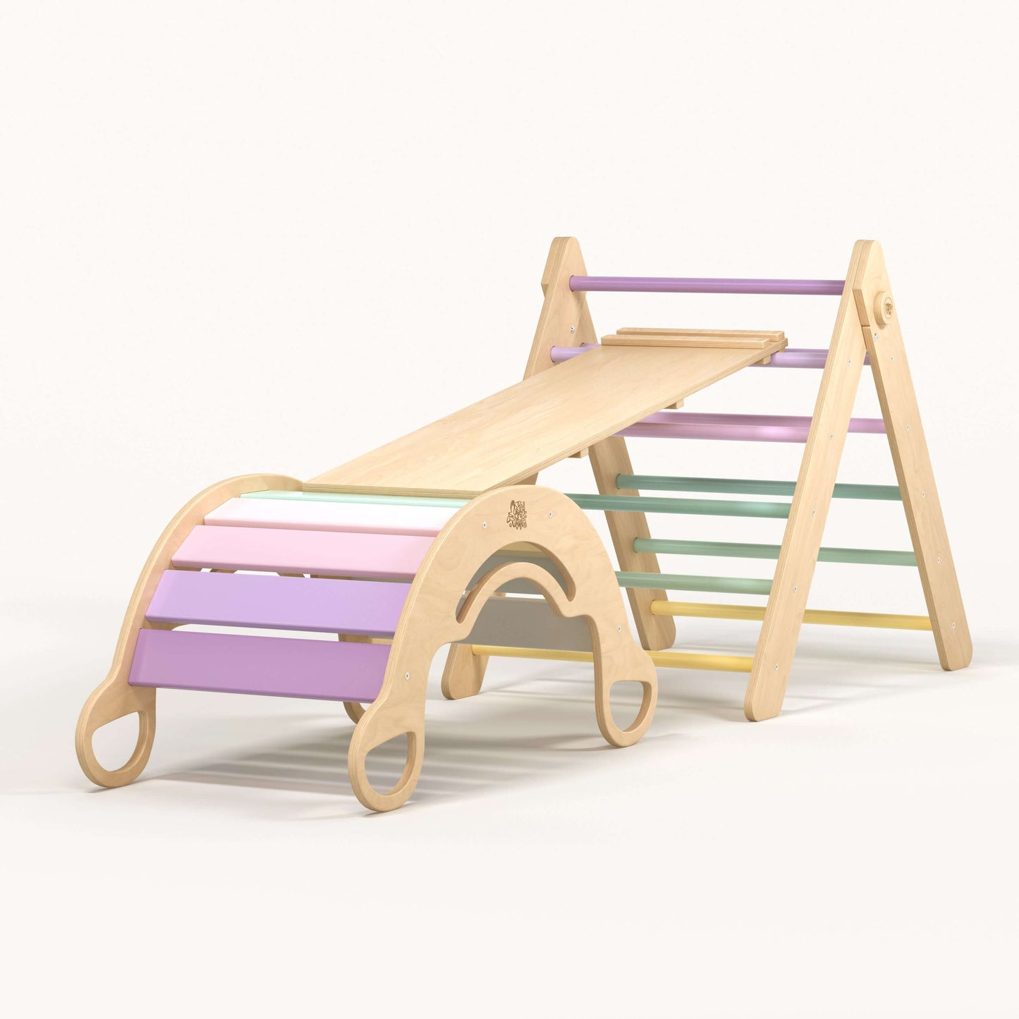 Set Pikler triangel, glijplank, schommelboog - diverse kleuren