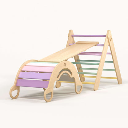 Set Pikler triangel, glijplank, schommelboog - diverse kleuren