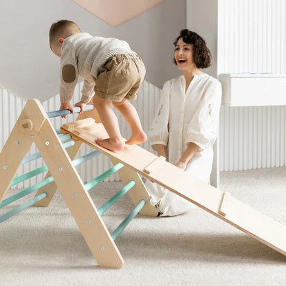 XXL set Pikler driehoek, 2x glijplank, schommelboog - verschillende kleuren