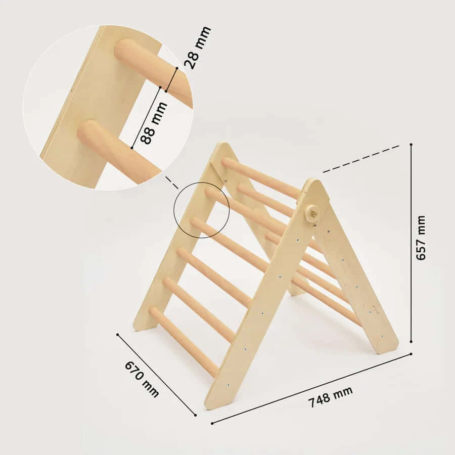 XXL set Pikler driehoek, 2x schuifplank, draaiboog - onbehandeld hout