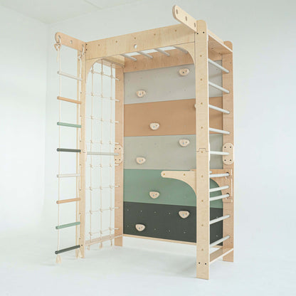 Kletterwand Klimby "Kletterkönig" - Ideal als Indoor Spielplatz für Kinder mit Sprossenwand und Boulderwand.