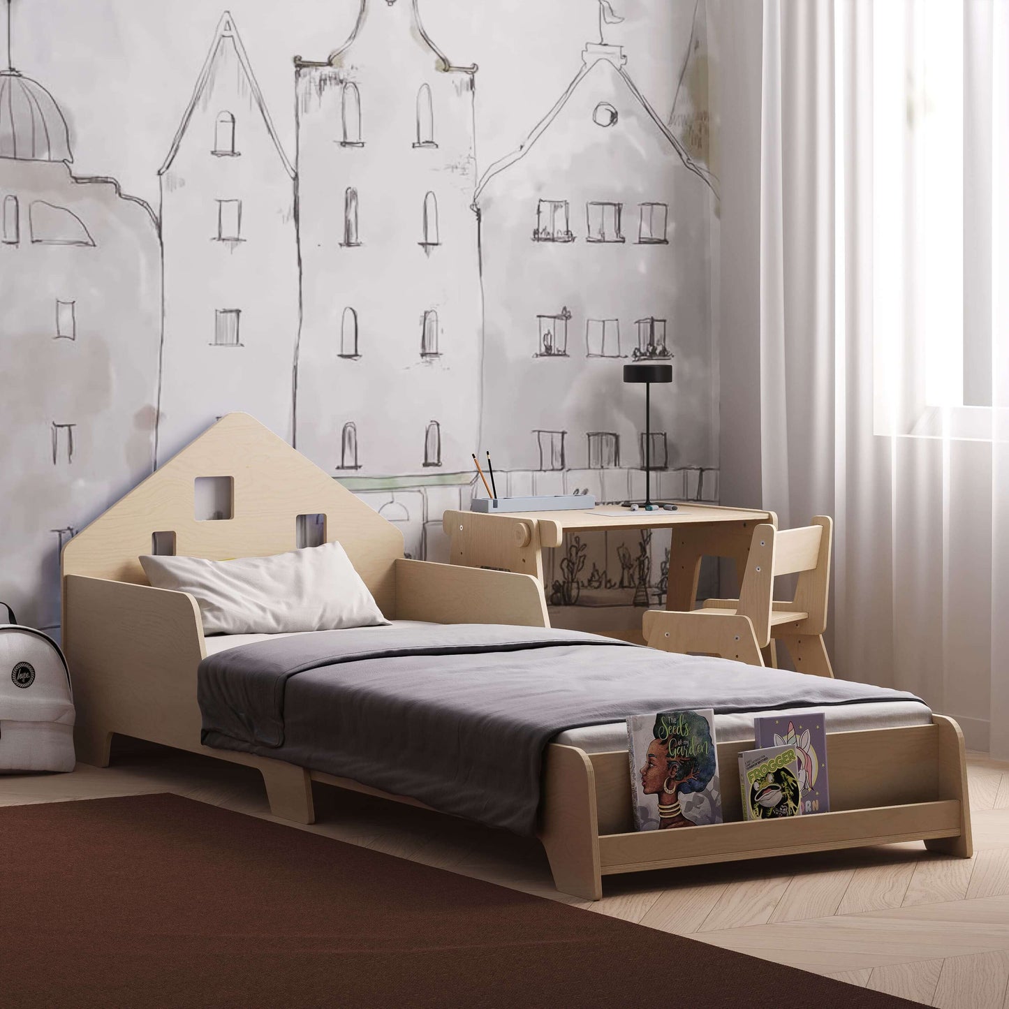 Montessori kinderbed, verstelbaar met verlichting, diverse kleuren