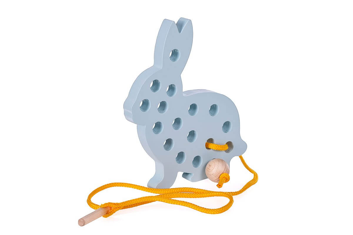 Speelgoedkonijntje met touwtje