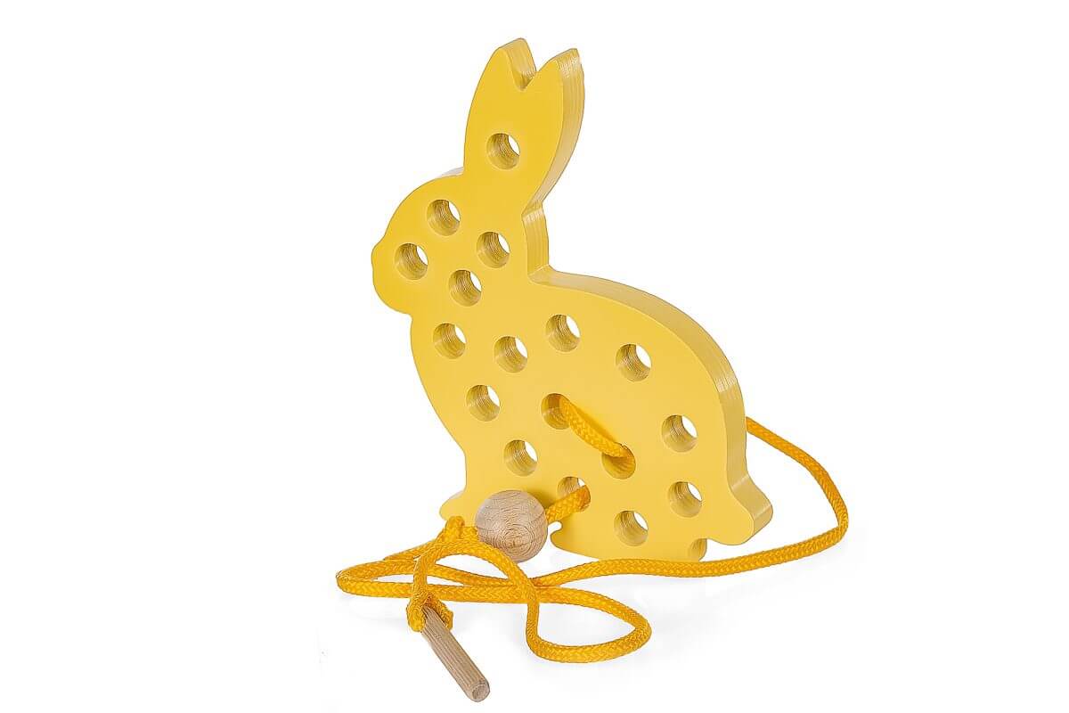 Speelgoedkonijntje met touwtje