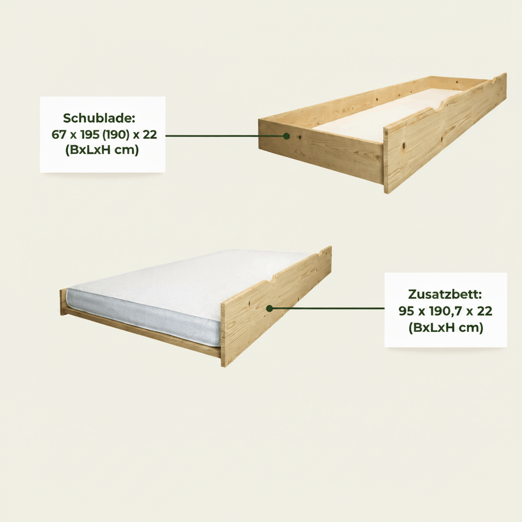 Houten stapelbed HANNES voor 3 personen met opstapplank, diverse kleuren
