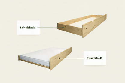 Houten stapelbed Thea met tredenrek, 90 x 200 cm