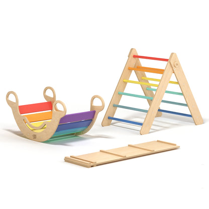 Set Pikler triangel, glijplank, schommelboog - diverse kleuren